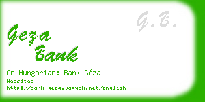 geza bank business card